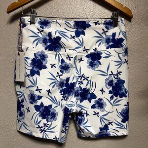 LOVESHACKFANCY Love Shack Fancy Shorts Floral Blue High Rise Bike Shorts